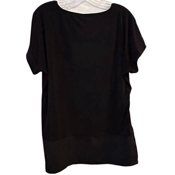 Calvin Klein Women's Black Mixed Media Short Sleeve Blouse Size M - Picture 11 of 13